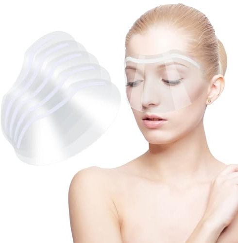 Xujinsongg 50 Pcs Clear Face Visors, Plastic Transparent Shower Face Eye Protector Shields Visors, Eyelash Extensions, Permanent Makeup, for Microblading, Eyes Cataract Surgery Face Visors