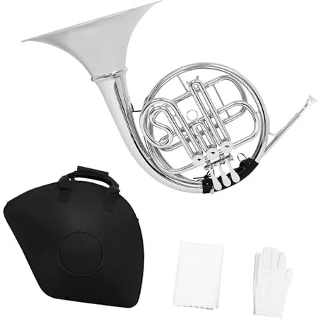 Waldhorn 3 Tasten Versilbertes Waldhorn Bb Geteiltes Zweireihiges Messing Musikinstrument Mit Kofferteil