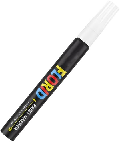 RiyaNed marqueur blanc stylo blanc indelebile Marqueur permanent de 3,0 mm pour verre, bois, céramique, toile, pneus, métal, Pâques et Noël.