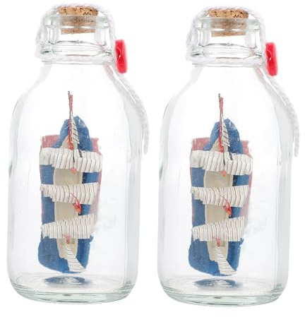 2 Piezas Barco En Una Botella A La Ultravioleta Botella De Decoración De Los Deseos De Cristal De Los Deseos Adornos De s De Vidrio