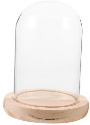 GOOHOCHY Cloche Verre Transparente avec Base Décoratif pour Fleurs Préservées sous Cloche pour Terrarium et Micro Paysage Cadeau Saint Valentin