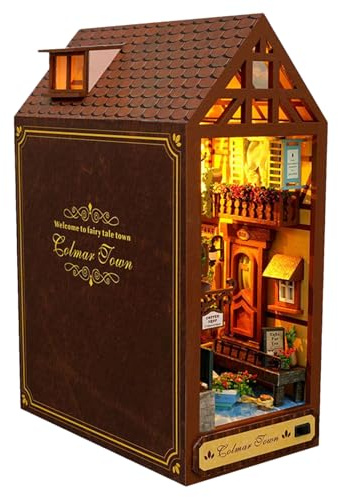 Nook de Livre - Modèle de Maison LED de Puzzle pour Les, Coin en Bois avec lumières décoratives, Diorama Miniature pour Chambre, Salle de Classe, bibliothèque, pépinière, Salle de Jeux et déco