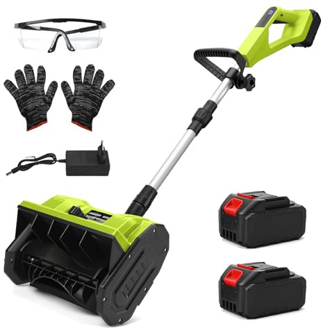 Akku Schneefräse, Elektrische Bürstenlose Schneebürste mit 2X4.0Ah Batterie Arbeitsbreite 30cm,max.Räumtiefe 15cm,Wurfweite 6m für Haushalte,Fabriken,städtische Straßeninstandhaltung,Schulhof