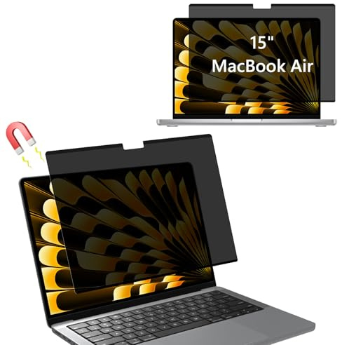 MokaZii Magnétique Filtre de Confidentialité pour MacBook Air 15 Pouces M5/M4/M3/M2 (2026/2025/2024/2023), Anti-Espion Anti-Lumière Bleu Amovible Filtre Protecteur D'écran pour MacBook Air 15.3 M5