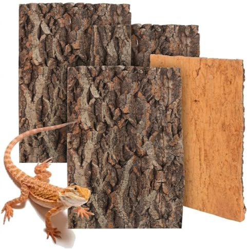 4PCS Cork Bark Reptile Platform Large Natural Wood Terrarium Climbing Decor | Halloween Cork Bark Background, 11.6 x 7.7 Natural Reptile Terrarium Backdrop for Lizards, Spiders, Hamsters, and Reptiles