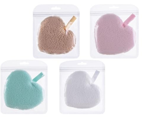 SEWACC Spugna Struccante Viso a Forma di Cuore 4 Pezzi Spugna Detergente per la Cura della Pelle Set Multi-Colore per Rimozione Trucco e Pulizia Quotidiana