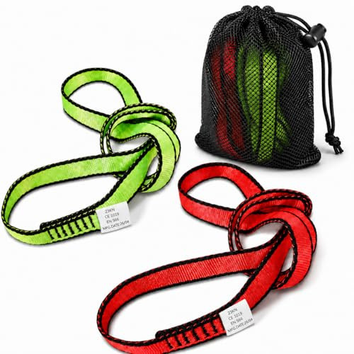 LETTO & TAILOR Kletterschlinge 2er Pack 23KN | Bandschlinge Klettern 19mm | CE Zertifiziert | Nylon Bandschlinge für Yoga, Standplatzbau, Rettung | mit Netzbeutel