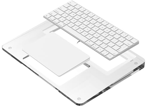 Transparente Acryl Halterung & Handballenauflage kompatibel mit Apple Magic Keyboard & Magic Trackpad 2/3, Ergonomisches Tastatur-Tablett - Glasklar (Tastatur & Trackpad nicht enthalten)