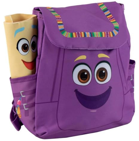 Sac à dos pour enfant Dora l'exploratrice fille - Sac à dos pour loisirs fantaisie couleur violet, rabat avec fermeture à pression et poches latérales, idéal pour crèche et excursions