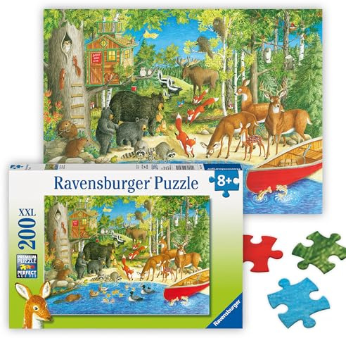 Ravensburger - Woodland Friends - 200 Piece Jigsaw Puzzle - Exciting Imagery of Quaint Animals Swimming and Romping in The Forest - Premium Quality - Ideal Gift - Screen-Free Fun - Children Ages 8+