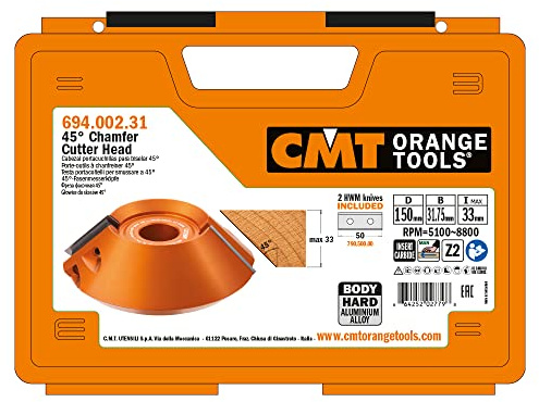 CMT CMT 694.002.31 45Degree Chamfer Cutter Head, 5-29/32-Inch Diameter, 1-1/4-Inch Bore