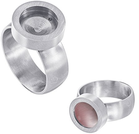 Quiges Anillo Mujer de Acero Inoxidable para Mini Monedas Plateado Mate Tamaño 13