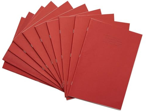 RHINO Ringbuch-Notizheft, DIN A4, 5 mm Kariert, 80 Seiten, 10 Stück, Rot