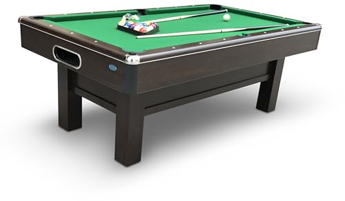 Gamesson Cambridge 7 Ft Pool Table - 110kg, Brown/Green | Elegant Wood Finish & Green Felt | Automatic Ball Return | Perfect for Pubs & Games Rooms | Classic Design | Billiards & Pool