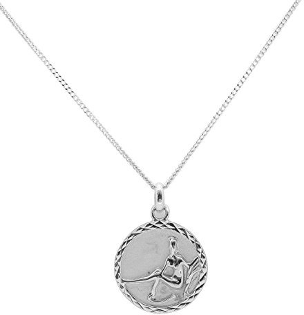 Anhänger Sternzeichen Jungfrau Medaille und Kette aus massivem Silber mit Geschenkbox zum Verschenken, personalisierbar, Sterling Silber, Ohne Stein