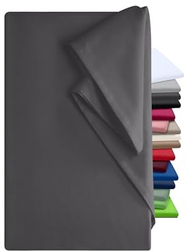 npluseins Bettlaken 180x275cm – Leintuch ohne Gummizug – Tuch ist ideal für Terrasse Reisen und Tischtuch - Wohnmobil Laken - Betttuch ohne Gummizug – 100% Baumwolle, ca. 180 x 275 cm, anthrazit