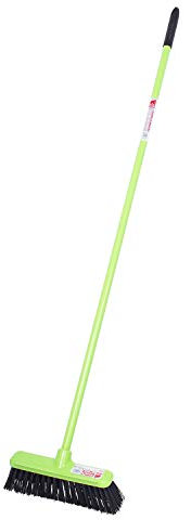 Red Gorilla Broom in Pistachio Sweeping Brush Hard Bristles Wide 50cm Head Weather Resistant for Indoors Outdoors 1.5m Long