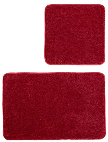 Kleine Wolke Badteppich-Set Relax Rubin 2-teilig 50x50cm und 55x85cm
