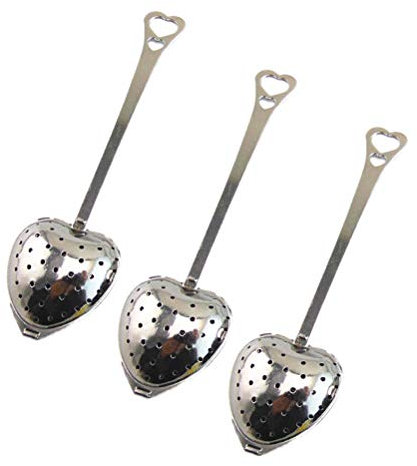 BESTONZON 20 Pezzi Infusore Tè in Acciaio Inox, Colino per Tisane a Forma di Cuore, Filtro per Teiere e Tazze, Cucchiai da Tè con Manico, Perfetti per Foglie di Sfuse