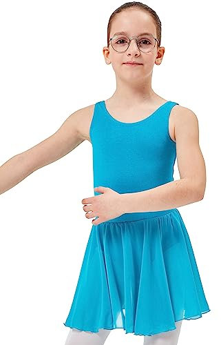 tanzmuster Kinder Ballettrock Eva zum Reinschlüpfen aus Baumwolle und Chiffon in Petrol, Größe:128/134