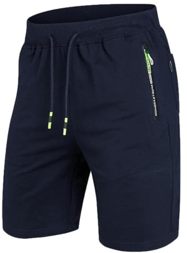 Tansozer Mens Gym Shorts Summer Casual Sports Workout Short Pants with Zip Pockets Blue XL