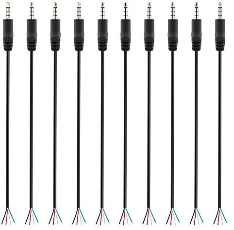 Fancasee 10 Pack 3.5mm 1/8 to Speaker Wire TRRS Stereo Male Plug to Bare Wire Pigtail 3.5mm Jack Connector Adapter Repair Audio Cable for Microphone Headphone Headset Earphone Speaker