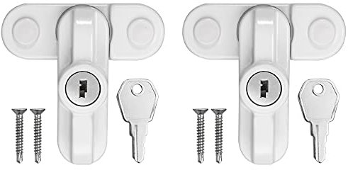 Neoteck Sash Jammer Sash Jammer White Strong Zinc Cast Alloy Extra Security Locks Sash Blocker Jammer for Various UPVC/PVC Doors and Windows and Home Security (White, 2 pcs)
