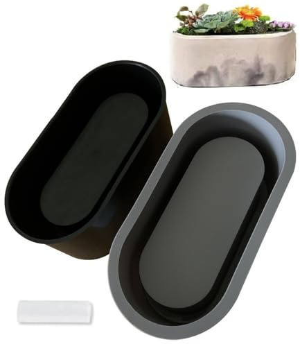 Osilifen Stampo ovale in silicone più grande, forma ovale, 17,8 x 8,4 cm (lunghezza x altezza), modello in silicone per vasi da fiori in cemento, modello in calcestruzzo per piante grasse fai da te,