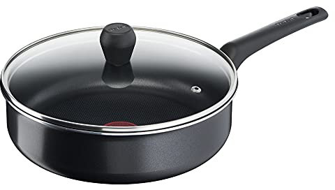 Tefal Easy Cook & Clean Schmorpfanne 24 cm, Pfanne mit Glasdeckel, Antihaftversiegelung, Thermo-Signal bei idealer Brattemperatur, NICHT induktionsgeeignet, stabiler Boden, Made in France, B55532