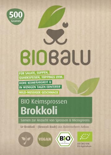 Bio Brokkoli Keimsprossen Samen 500 g - Microgreens & Sprossen Saatgut - Zur Anzucht im Sprossenglas, in der Keimschale & im Sieb - Keimsaat (Brokkoli)