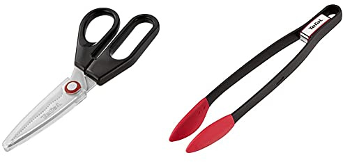 Tefal K2071314 Ingenio Ciseaux à lames spécifiques avec protège lames ustensile de cuisine sans bisphénol A & INGENIO ACCESSOIRES Pince à aliments