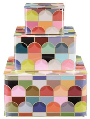 REMEMBER Set di barattoli di latta Confetto – tre misure, un set, impilabili – barattoli a righe