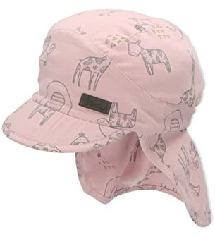 Sterntaler Baby Unisex Schirmmütze Baby Mädchen Schirmmütze mit Nackenschutz Zoo Sonnenhut - Schiebermütze, Baskenmütze - waschbar - rosa, 47