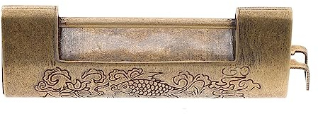 VILLCASE Vintage Engraved Copper Padlock Retro Antique Lock for Wooden Box Jewelry Cabinet Latch with Traditional Chinese Carved Pattern