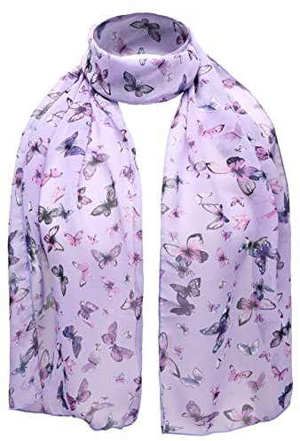 Basic Sense Butterfly chiffon Neck scarf, Lilac