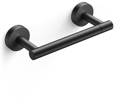 FORIOUS Toilet Paper Holder Wall Mount, Stainless Steel Rustproof Double Post Pivoting Tissue Roll Holder for Bathroom, Commercial Toilet Paper Dispenser, Matte Black