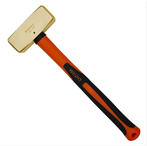 WEDO Marteau à traîneau sans étincelles avec maillet en caoutchouc (type allemand), marteau en caoutchouc bronze, BAM/FM/DIN, tête 4,4 LB, taille 400 mm