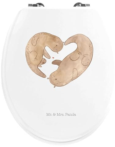Mr. & Mrs. Panda Motiv WC Sitz Otter Herz - Geschenk, Fischotter, Toilette, Love you, Toilettendeckel, Paar, Klobrille, Liebe, große Liebe,