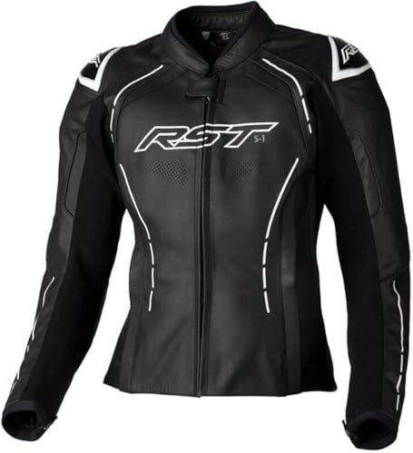 RST S1 Giacca di pelle moto da donna, nero/bianco, L