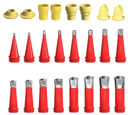 POFET Kit di Beccuccio Silicone, Pistole di Silicone Attrezzi per Calafataggio Ugello, Ugelli in Gomma Rivestimento di Ugelli per Calafataggio in Acciaio Inossidabile per Lavabo da Cucina