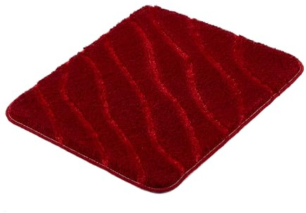 Kleine Wolke Badteppich Tram Granat 55 x 65 cm | OEKO-TEX zertifiziert, rutschhemmende Unterseite, für Fußbodenheizung, maschinenwaschbar, 100% Polyacryl
