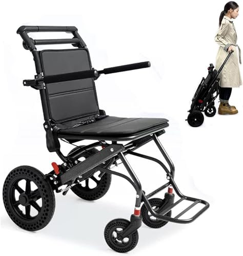 RAYACO Faltbar Leicht Rollstuhl mit Bremse, Ultraleicht Rollstühle für Behinderte und Senioren, Aluminium Reiserollstuhl, Transportrollstuhl, 40 cm Sitzbreite, 10 kg