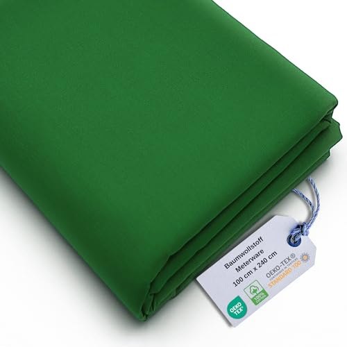 Stoff Virginia Tex, Meterware, Baumwollstoff 100%, große Breite 240 cm, Baumwollstoff 100% Oeko -Tex Standard 100 Unifarben zum Nähen (Dunkelgrün 86, 100 cm)