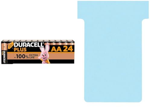 Duracell Plus AA Batteries (24 Pack) - Alkaline 1.5V - Up To 100% Extra Life - LR6 MN1500 & Franken TK218 T-Cards Size 2 Card Holder Module 59 mm Pack of 100 Pale Blue