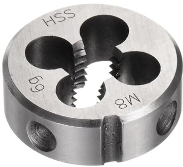 QUARKZMAN Filières à Fileter Rondes, Filetage Métrique M8 x 1.25 (Droite), Acier Rapide (HSS) Outil de Réparation de Filière de Coupe de Vis