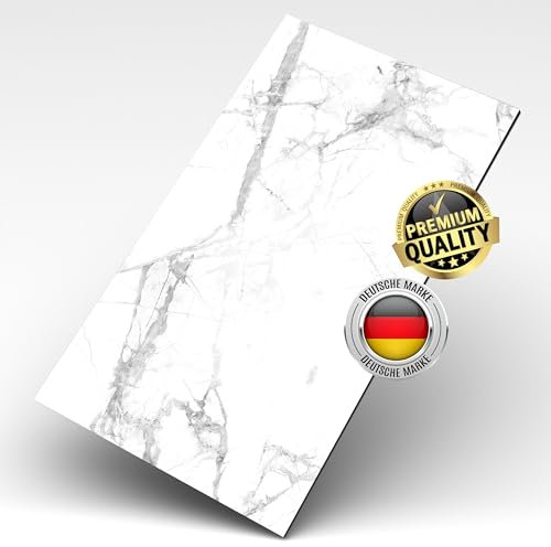 AS Country Stone Wandpaneele in Marmoroptik - 60x120 cm | PVC Wandverkleidung mit echtem Quarz und Steinmehl für Küche, Bad & mehr | Küchenrückwand Platte Wandpaneel | Calacatta Snow