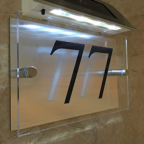 Effetto cristallo Numero civico illuminato a LED a energia solare 1-99999 | Per parete