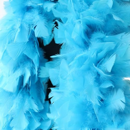 Modischer Feder-Boa Unisex,Boa für Kostüm-Accessoire,Länge circa 2 m,Kostüm und Bastelzubehör,Feder Schal für Hochzeit Karneval Halloween Cosplay Weihnachten,Bühnenshows,Kostüm Party,Blauer See