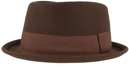 Breiter Rollbarer Filzhut Diamond Wollhut Wasserabweisend Pork Pie Hut knautschbar Dunkelbraun L