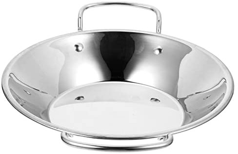 BRIGHTFUFU Sartén De Acero Inoxidable Para Cocción Seco y Hot Pot Utensilio De Cocina Reutilizable Doble Asas Para Mariscos y Guisos Casa